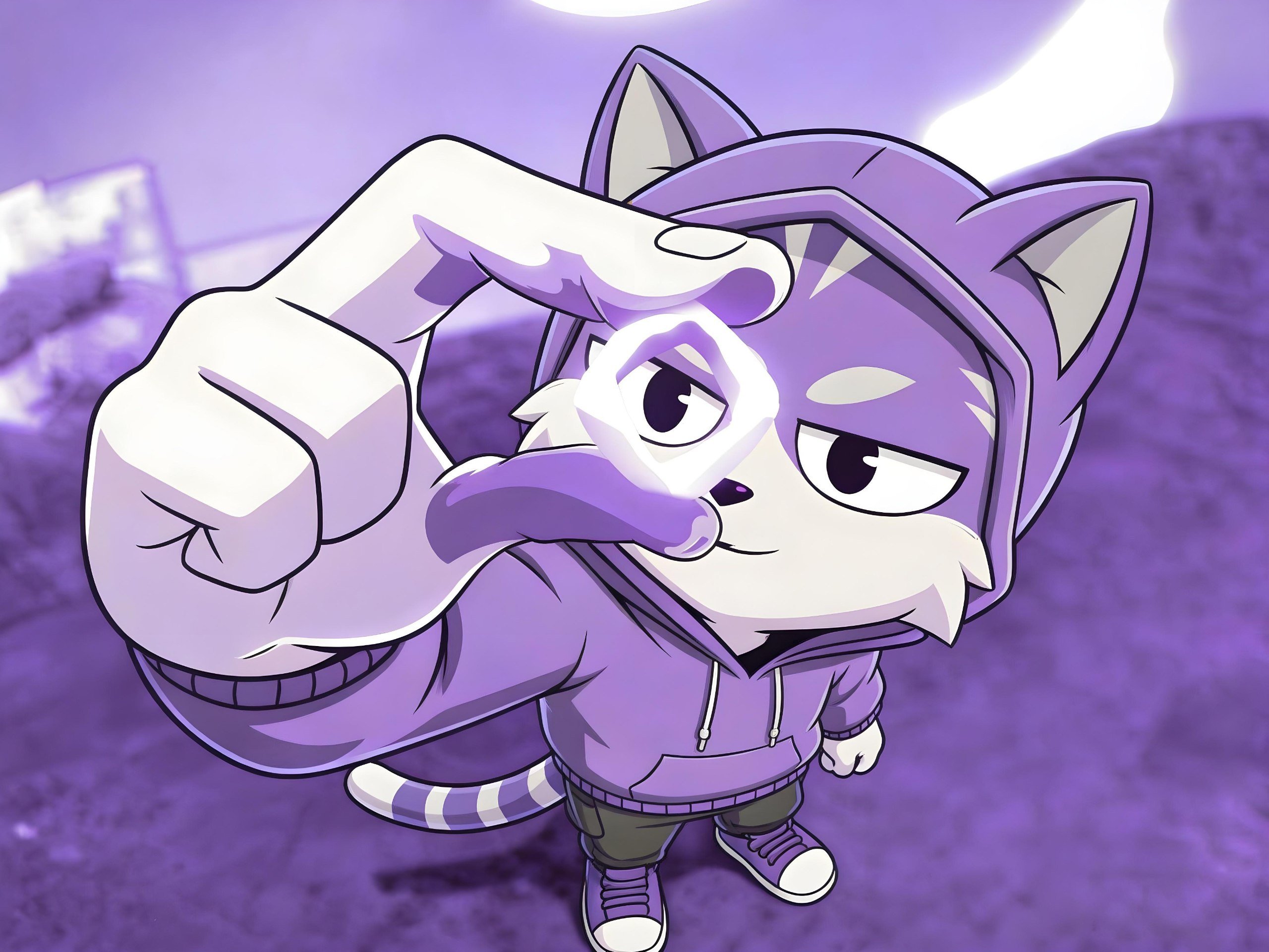 Monshi emerging through the Monad logo